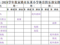 2023-2024学年张家港市东莱小学体育俱乐部安排总表